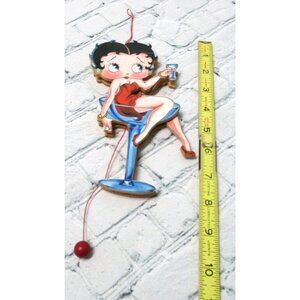 Unique Wooden Betty Boop Movable Pull String Ornament Rare Vintage